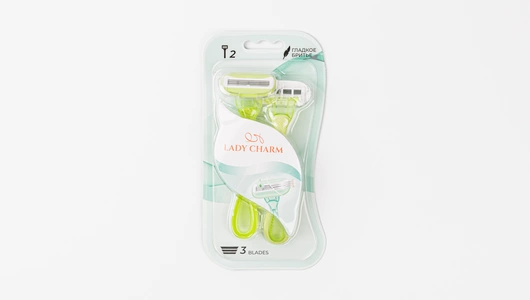 Женская одноразовая бритва LADY CHARM, 3 лезвия, 2 шт