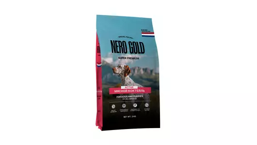 NERO GOLD super premium Полнорационный сухой корм для собак и щенков «Мясной коктейль», 3кг