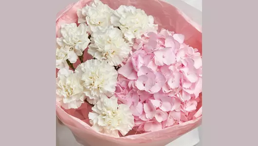 Гортензия и&nbsp;гвоздики в&nbsp;букете «Розовое облако» FMART by flowwow