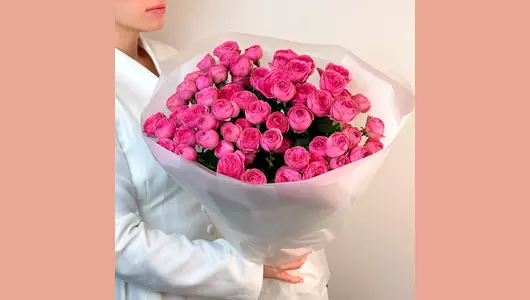 Монобукет из&nbsp;15 пионовидных роз "Розовый шарм" FMART by flowwow