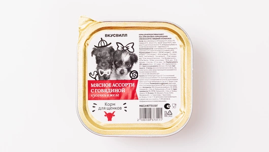 Корм влажный для щенков «Мясное ассорти с говядиной» кусочки в желе, 150 гр