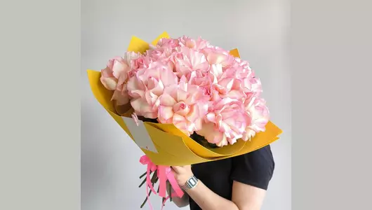 "Лимонный сорбет" Букет 15 Французских роз FMART by flowwow