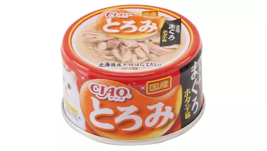 Влажный корм для кошек INABA CIAO TOROMI Филе курицы, тунец магуро и гребешок в бульоне, ж/б 80г