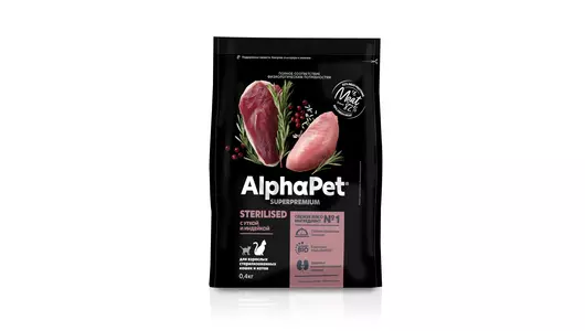 ALPHAPET Adult Sterilised Корм сух.утка с индейкой д/стерилизов.кошек 400г