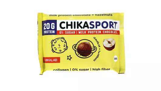 Шоколад протеиновый Chikalab Chika Sport молочный с фундуком 100 г
