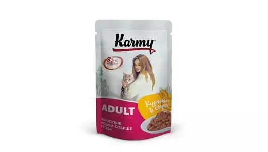 Корм KARMY 80гр для кошек Курица в соусе ADULT (пауч)