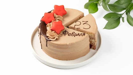 Торт бисквитный "Яркие звезды" вишневый