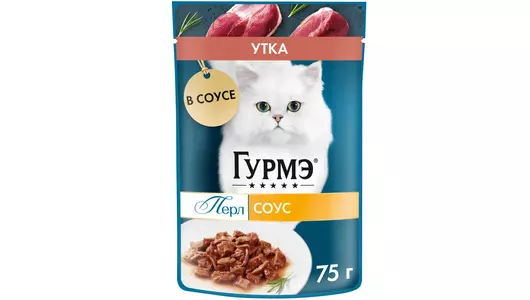 Влажный корм Гурмэ Перл Нежное филе для любых кошек, утка в соусе, Пауч, 75г