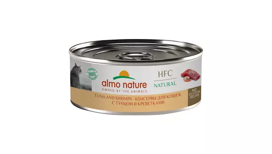 Almo Nature консервы Консервы   для кошек с тунцом и креветками (HFC - Natural - Tuna and Shrimps), 100г
