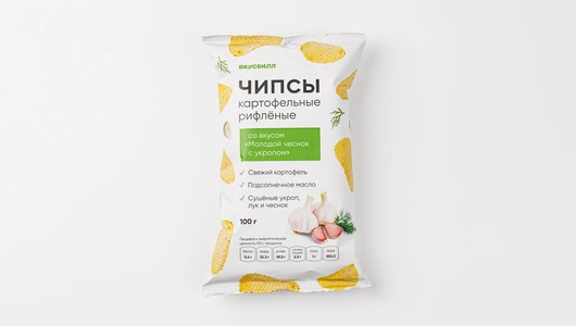 Чипсы картофельные рифленые со вкусом "Молодой чеснок с укропом"