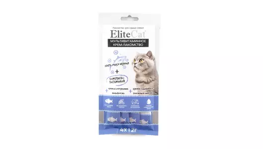 ELITECAT Лакомство для кошек "Мультивитаминное крем-лакомство" тунец, 4х12гр
