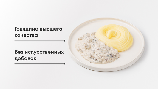 Бефстроганов из говядины с картофельным пюре