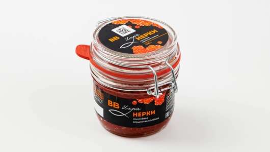 Икра нерки лососевая зернистая соленая ст/б охл., 200 г