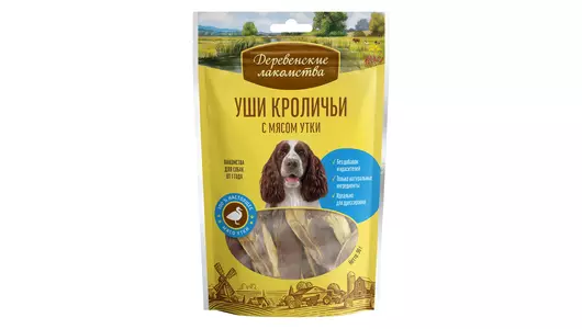 ДЕРЕВЕНСКИЕ ЛАКОМСТВА Уши кроличьи с мясом утки 90г