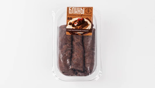 Блины шоколадные с маскарпоне и вишней Блины шоколадные с маскарпоне и вишней