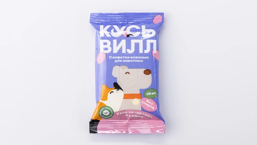 Салфетки влажные для животных "Уход за глазами и ушами", 15 шт.