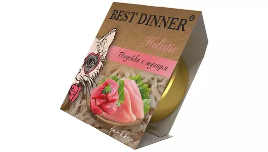 Влажный корм BEST DINNER Holistic для стерилизованных кошек, индейка с тунцом в желе 75гр
