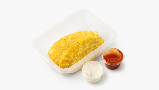 Большая порция хашбраун с&nbsp;томатным соусом и&nbsp;чесночной заправкой (4 шт)