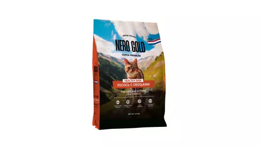 NERO GOLD super premium Сухой корм для кошек и котят с лососем и овощами, 400г