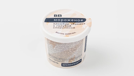 Мороженое пломбир "Кукис" с голубой спирулиной Мороженое пломбир "Кукис" с голубой спирулиной