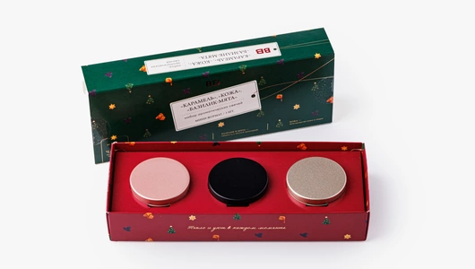 Набор ароматических свечей в мини-формате "Карамель", "Базилик-мята", "Кожа", 3 шт