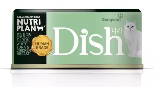 Влажный корм NUTRI PLAN DISH для кошек, белый тунец с куриной грудкой, в бульоне (банка) 85гр