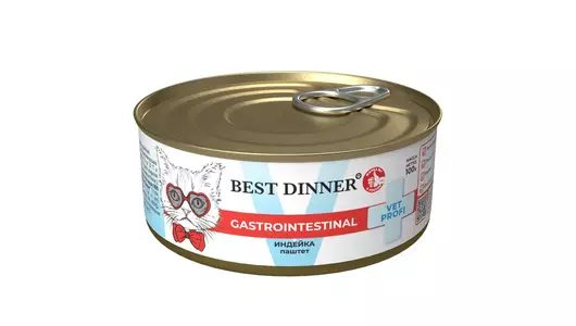 Консервы Best Dinner Gastrointestinal Vet Profi для  кошек с чувствительным пищеварением. Паштет из индейки 100гр