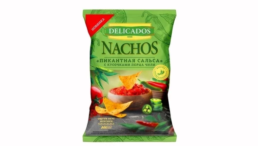 Чипсы кукурузные Delicados Nachos Сальса с кусочками чили 150 г