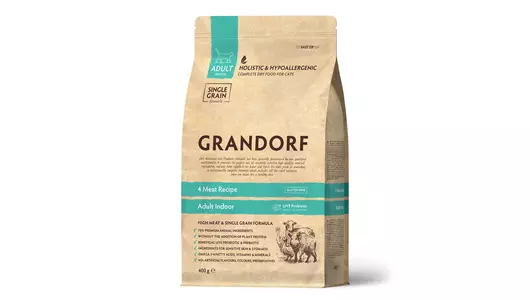 GRANDORF Adult Indoor 4Meat&Probiotic Корм сух.4вида мяса с пробиотиками д/домашних кошек 400г