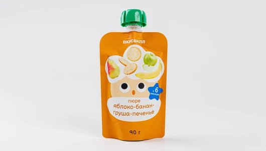 Пюре "Яблоко-банан-груша-печенье", 90 г
