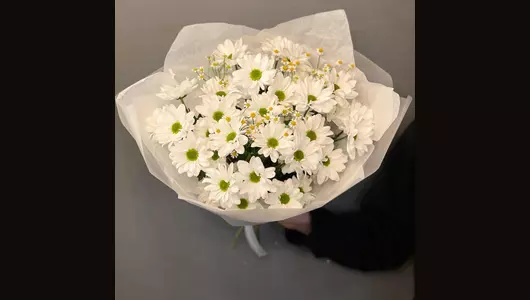 Красивый нежный букет из&nbsp;хризантемы ромашки «Воспоминание» FMART by flowwow