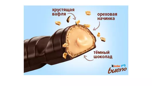 Вафли Kinder Bueno Dark покрытые тёмным шоколадом с&nbsp;молочно-ореховой начинкой 43 г