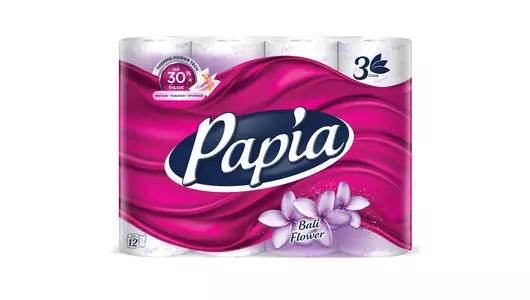 Бумага туалетная Papia Балийский Цветок 3-слойная 12 рулонов Бумага туалетная Papia Балийский Цветок 3-слойная 12 рулонов