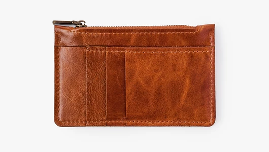 Кошелек на&nbsp;молнии из&nbsp;натуральной кожи. Цвет: коричневый