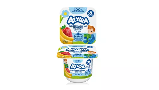 Творог детский Агуша Клубника-банан-мелисса с 6 месяцев 100 г