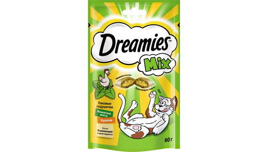 DREAMIES 60гр Лакомые подушечки Микс с курицей и мятой DREAMIES 60гр Лакомые подушечки Микс с курицей и мятой