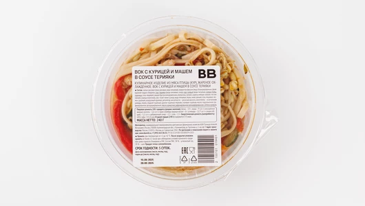 Вок с курицей и машем в соусе терияки