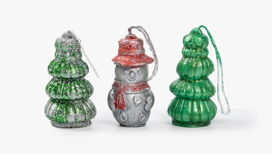 Набор свечей декоративных "Елочные игрушки", 3 шт