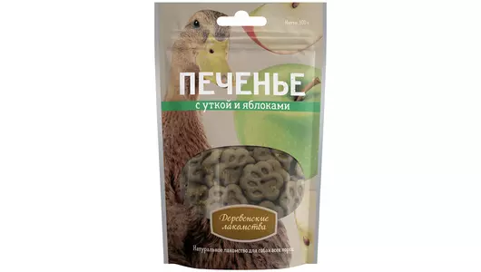 ДЕРЕВЕНСКИЕ ЛАКОМСТВА Печенье с уткой и яблоками д/собак 100г