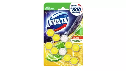 Блок для очищения унитаза Domestos Power 5 Свежесть лайма дуопак 110&nbsp;г