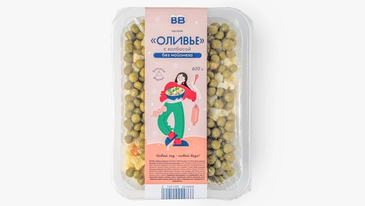 Салат оливье с&nbsp;колбасой без&nbsp;майонеза, 600 г