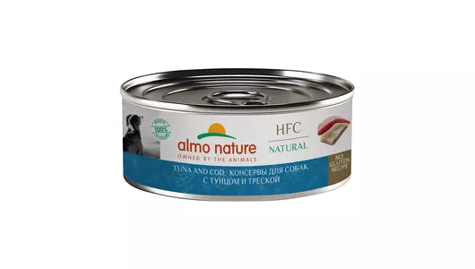 Almo Nature консервы Консервы   для собак с тунцом и треской (HFC - Natural - Tuna and Cod), 100г