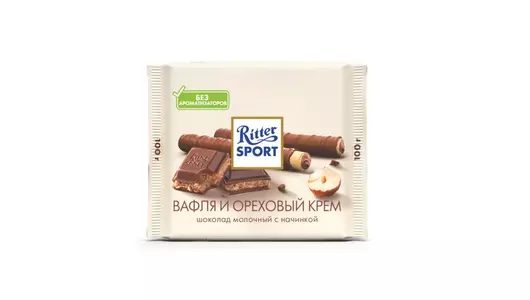 Шоколад молочный Ritter Sport Вафля и ореховый крем 100 г Шоколад молочный Ritter Sport Вафля и ореховый крем 100 г