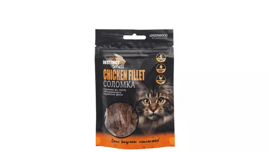 GREENWOOD INSTINCT TREATS Лакомство для кошек «Куриное филе», кусочки, 50гр