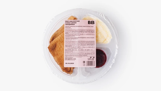 Набор: каша кукурузная и блины с джемом смородиновым Набор: каша кукурузная и блины с джемом смородиновым