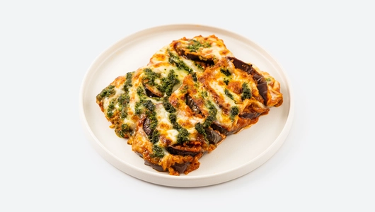 Баклажаны "Пармиджано" с соусом песто Баклажаны "Пармиджано" с соусом песто