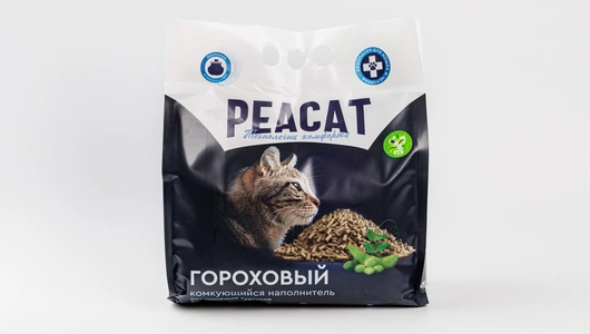 Наполнитель кошачий комкующийся из горохового волокна с ароматом: "Зеленый чай", 2,5 кг, Пиакет