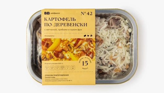 Картофель по-деревенски с&nbsp;ветчиной, грибами и&nbsp;луком фри