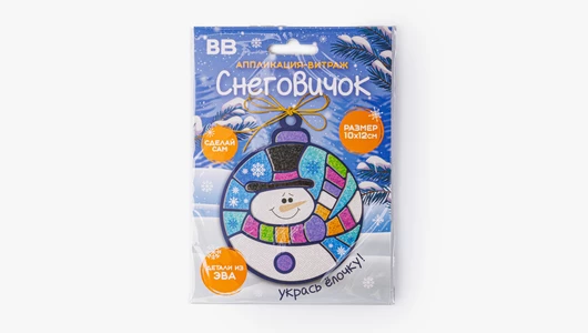 Аппликация-витраж "Снеговичок"