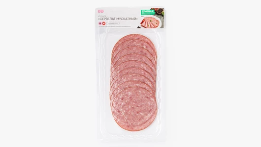 Колбаса Сервелат Мускатный, нарезка